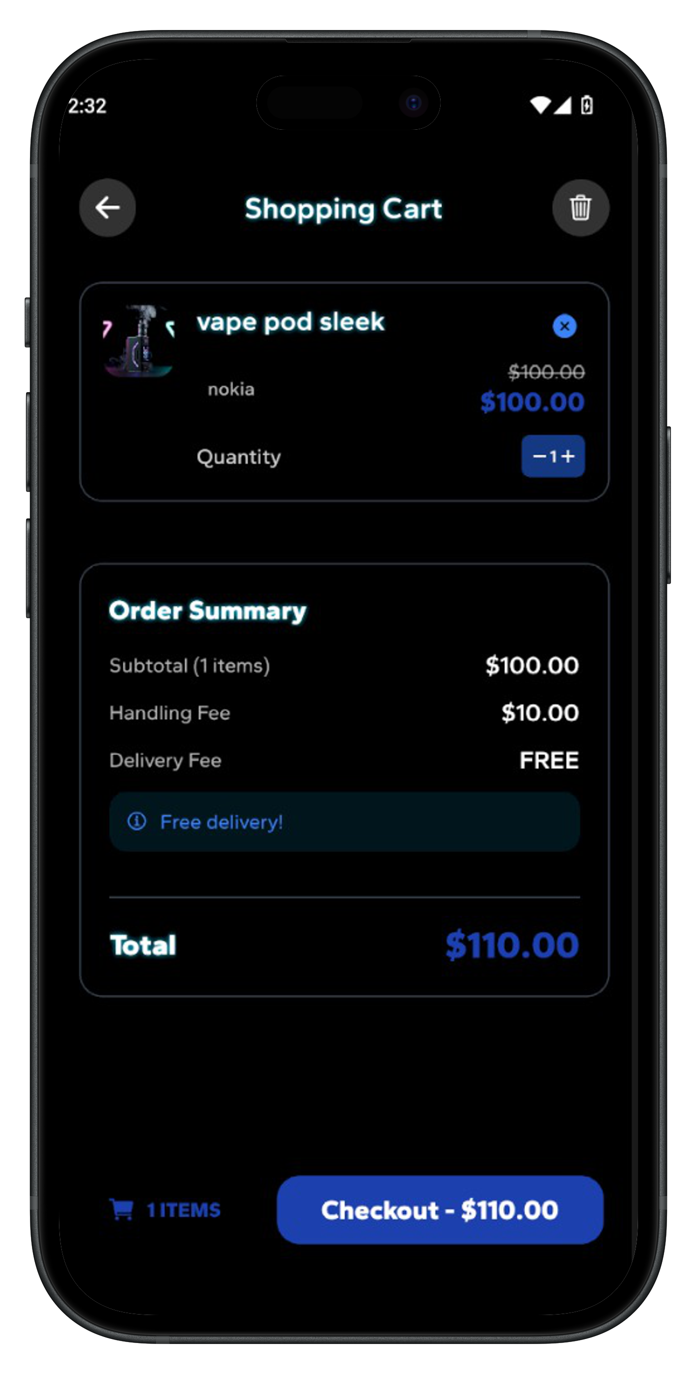 Puff Rush App - Shopping Cart