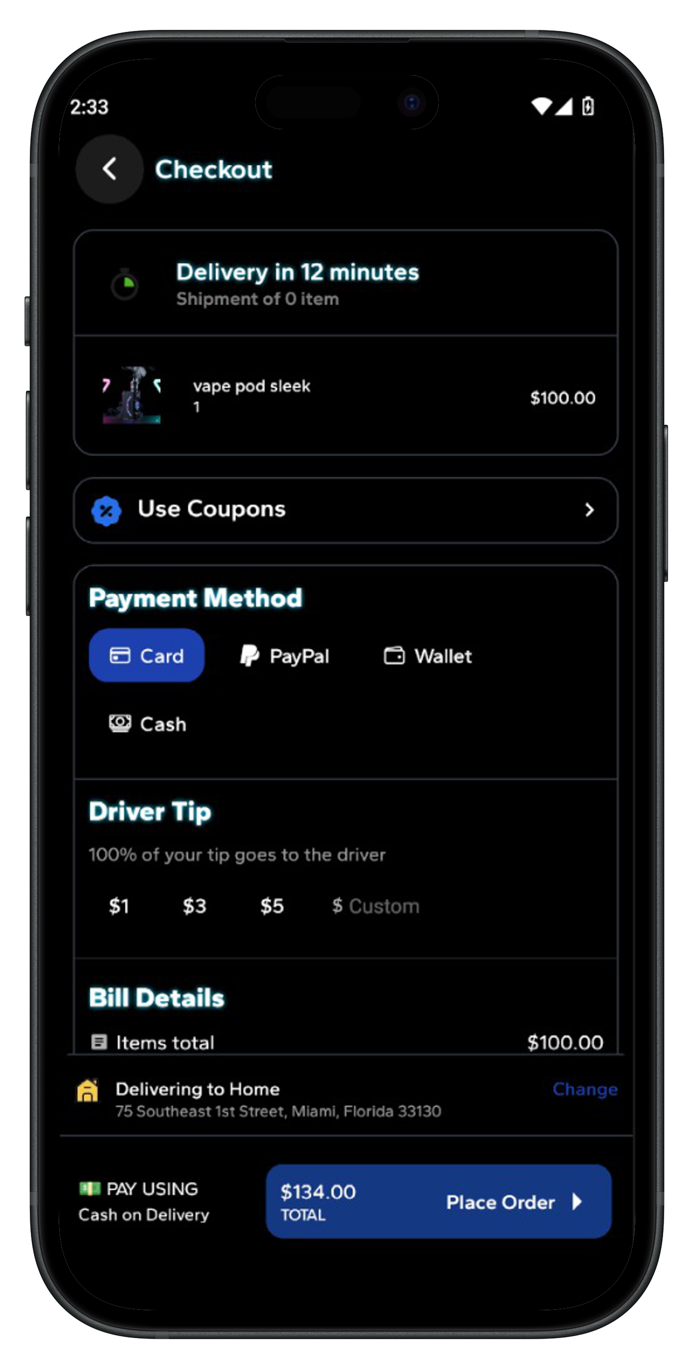 Puff Rush App - Order Checkout